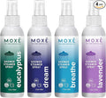 MOXE Aromatherapy Shower Mist Variety Pack Eucalyptus Lavender Breathe and Dream Spa Steam Spray Natural 100% Essential Oils Made in USA Aromatherapy Sinus Congestion Relief 4 Pack (8oz)