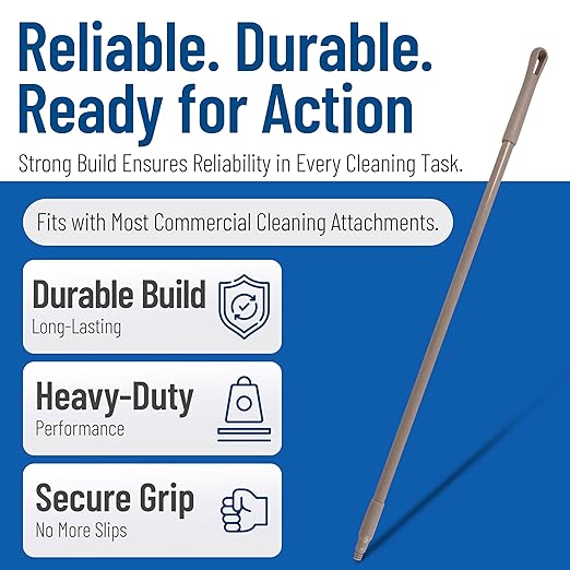 SPARTA 41225EC01 Fiberglass Broom Handle Mop Handle Replacement Handle With Acme Threaded Tip For Commercial Cleaning 48 Inches Brown (Pack of 12)