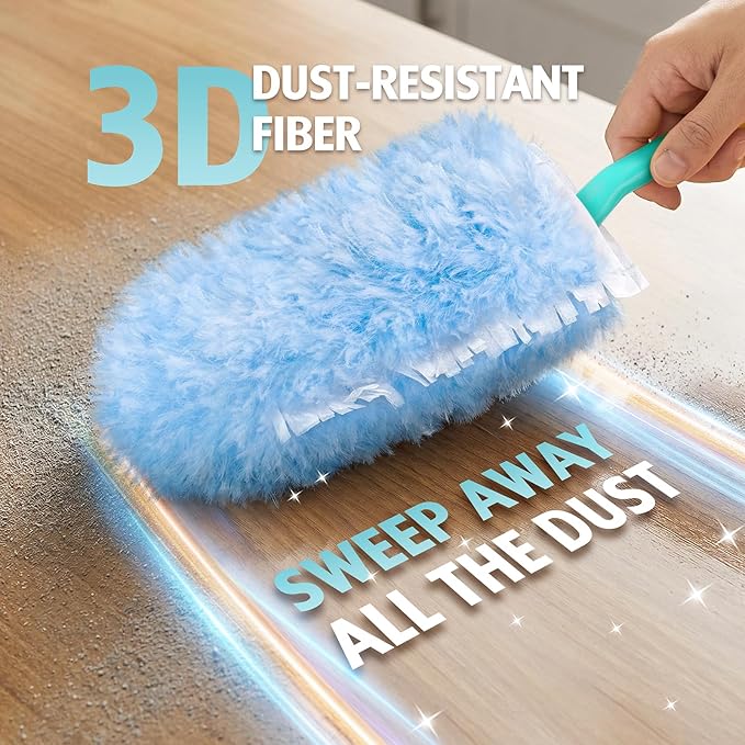 Duster Refill for Swiffer Duster 30 Count Heavy Duty 2 Side 360° Duster Refills with 1 Handle 4X Microfibers Disposable Multi Surface Dusters for Cleaning