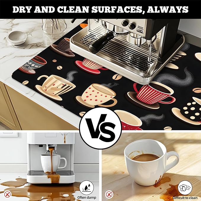 Dish Drying Mat Large Coffee Mat Absorbent Drying Mat for Kitchen Counter Coffee Bar Accessories 32x 17 (7 32Lx17W)