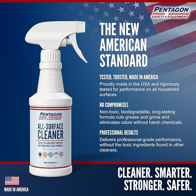 PENTAGON SAFETY EQUIPMENT All Surface Cleaner Spray (32oz) – Non-Toxic Streak-Free &amp Alcohol-Free | Safe for Electronics Glass Kitchen &amp Bathroom | Family-Safe Formula Made in USA