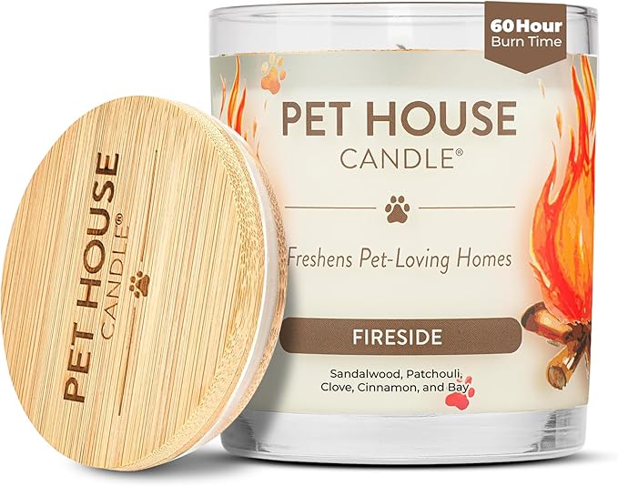 One Fur All Pet House Candles Long Lasting Clean Burning Soy Wax Scented Candles for Pet Odor Fireside