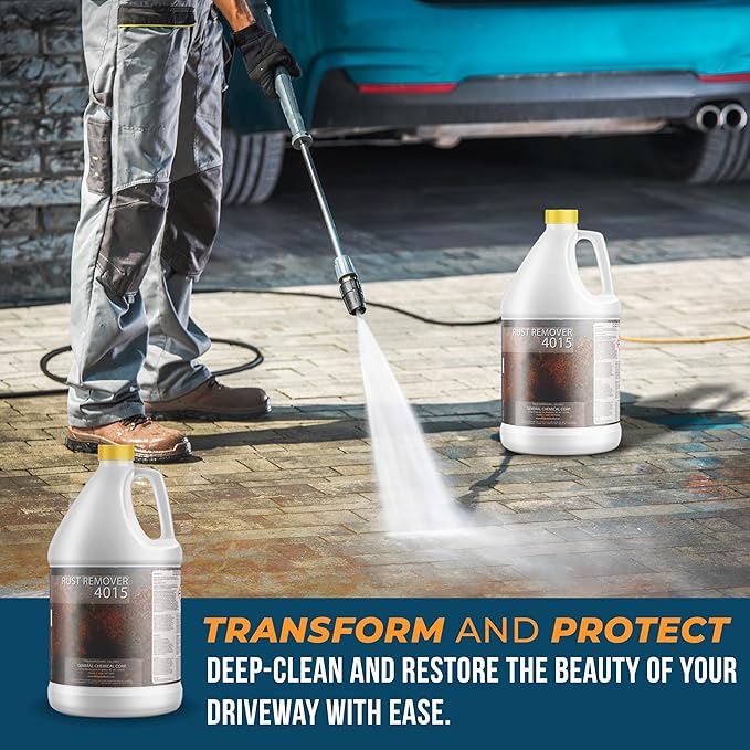 DeckGeneral Rust Remover 4015 All Surface Rust Stain Eliminator Concrete Cleaner Effective Oxidation Clean Up for Driveways Walkways Swimming Pools Brick Pavements and More (1 Gallon)