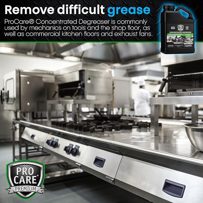 Procare - Degreaser Concentrate - Tool Shop Floor Engine &amp Commercial Kitchen Cleaner - Cleaning Supplies - Degreaser - Made in the USA (1 Gallon)
