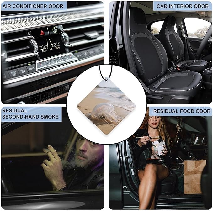 5PCS Car Air Freshener Hanging Personalized Double Sided Transparent Beach Car Fresheners Long Lasting New Cars Scents Cute Automotive Freshies for Closets Drawers (tea)