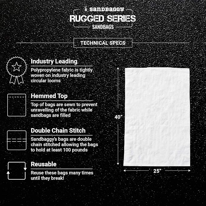 Sandbaggy Large Sandbags - Size: 25 x 40 - Thick Heavy Duty Contractor Bags Heavy Duty Garbage Bags Dumpster Bag Construction Trash Bags 6 mil (5 Bags)