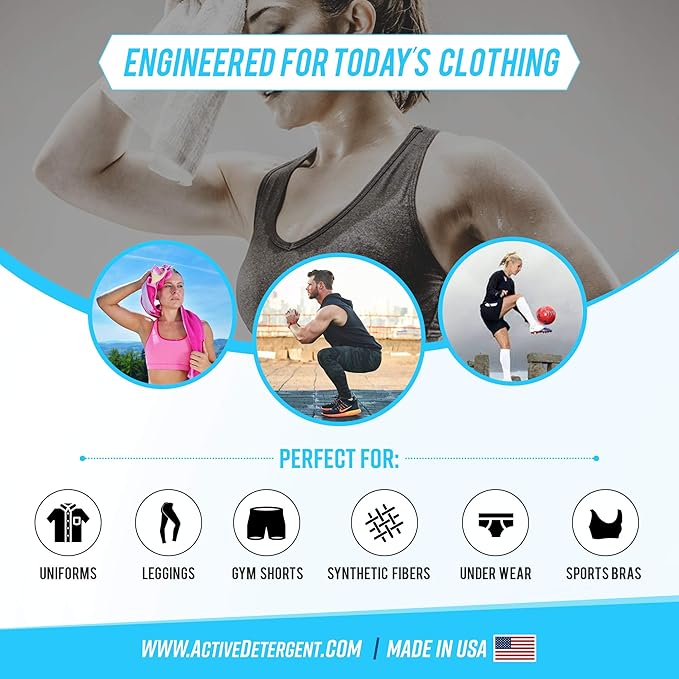 ACTIVE Enzyme Laundry Booster and Active Wear Laundry Detergent - Includes 2LB Detergent Boosting Powder and 3LB Gym Laundry Detergent Powder