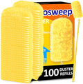 Duster Refills for Swiffer 100 Count with 1 Handle Heavy Duty 4X Microfiber 360° Swivel Disposable Dusting Pads for Multi-Surface Cleaning - Unscented