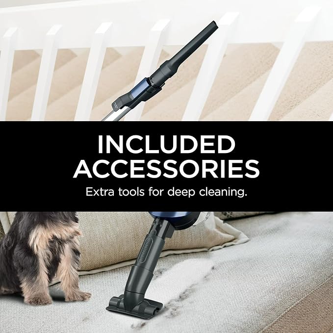 Shark HZ600 Ultralight Pet Pro Corded Stick Vacuum with PowerFins &amp Self-Cleaning Brushroll Converts to Hand Vacuum Pet Crevice &amp Upholstery Tools Blue (Renewed)