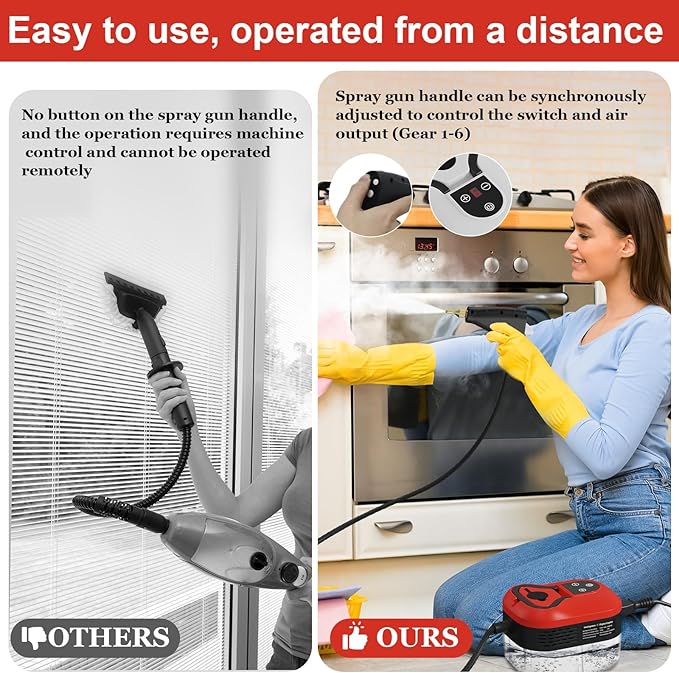 Steam Cleaner for Home Pressurized Handheld Steam Cleaner High-Temperature Steamer for Car Detailing Grout Couch Floor Tile Bathroom Microwave Bed Bugs Windows
