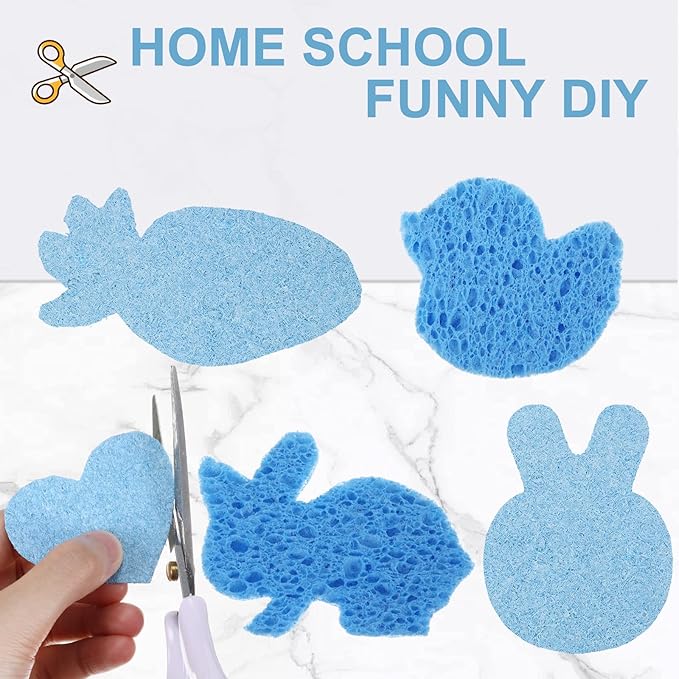 Zhengmy 100 Pieces Sponges Kitchen Compressed Sponges Bulk Natural Dish Sponge Compressed Wood Pulp Cleaning Sponge Without Scratching for Kitchen Bathroom 3.9 x 2.4 x 0.12 Inch (Blue)