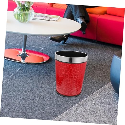 Alipis Vintage Style Trash Can Pattern Ring Waste Basket for Bathroom Bedroom Office Lidless Retro Garbage Bucket for Use
