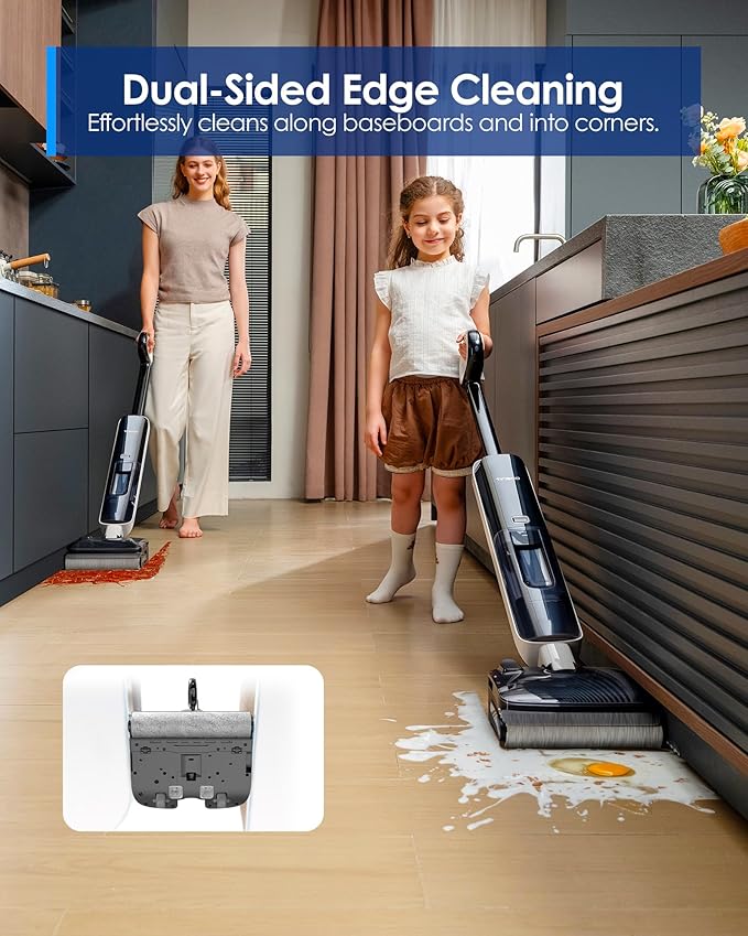 Tineco Floor ONE S6 Master Wet Dry Vacuum Cleaner 20kPa Suction Vacuum Mop with Dual-Edge Cleaning 45 Min Runtime (Quite Mode) 185°F Flashdry 4inch Ultra-Slim