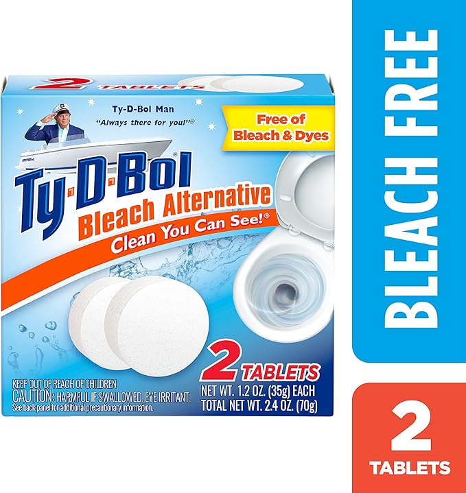 Ty-D-Bol Toilet Bowl Cleaner Tablets In-Tank Toilet Bowl Tablets Bleach Alternative Fragrance Free 2 Count (Pack of 6)
