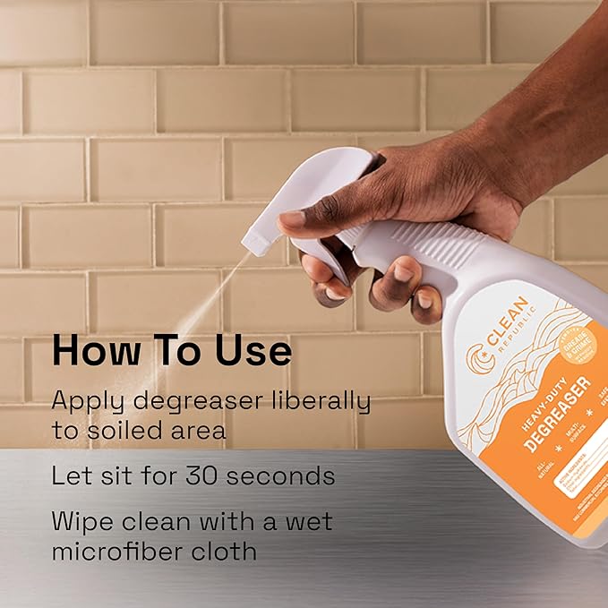 Clean Republic Heavy-Duty Degreaser Multi-Surface Cleaning Spray for Ovens Stove Tops Grills and More 32 Fluid Ounce Bottle 2-Pack