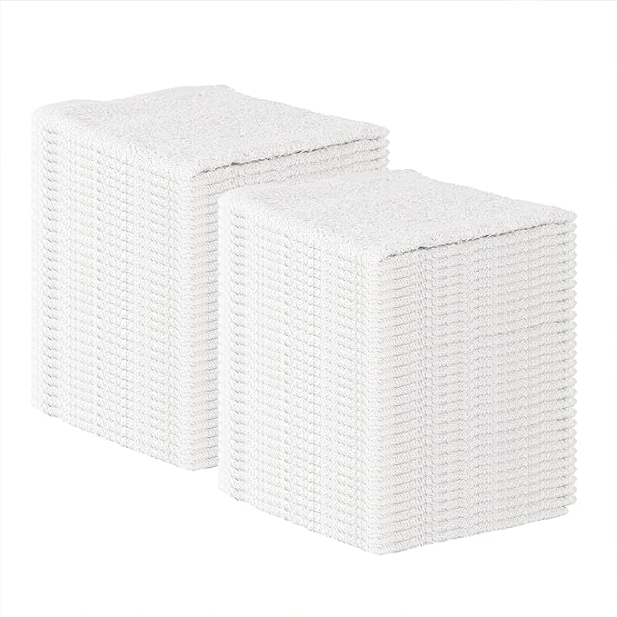 Arkwright TT60 Terry Cloth Rags Pack of 60 100% Cotton Cleaning Towels for Kitchen Auto Shop and Bar Use Absorbent Machine Washable 14 x 17 in White