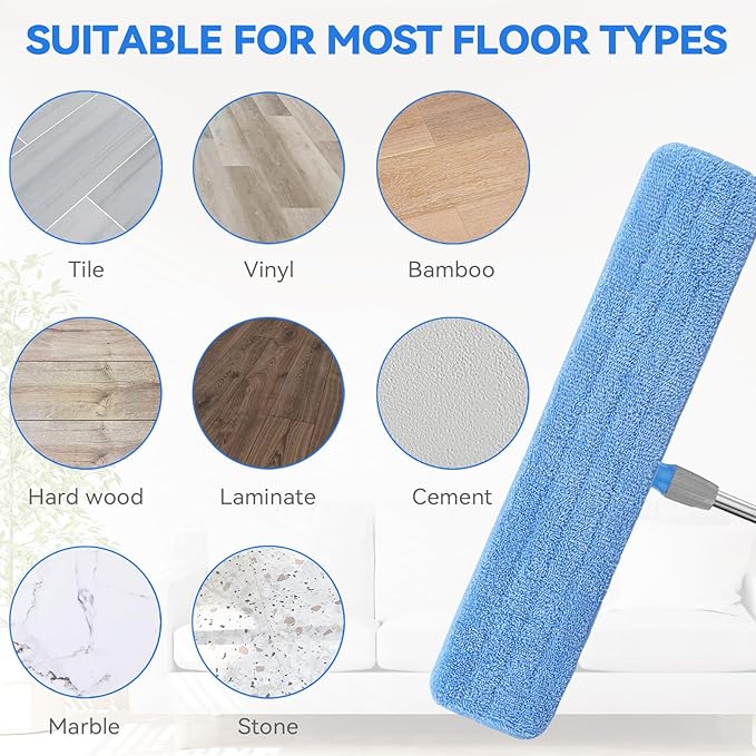 36 Microfiber Pad for Rubbermaid Commercial 36 Inch Mop Head - 6 Pack Replacement Wet &amp Dry Commercial Reusable Cleaning Mop Refills Fit for Any Microfiber Flat Mop System 36