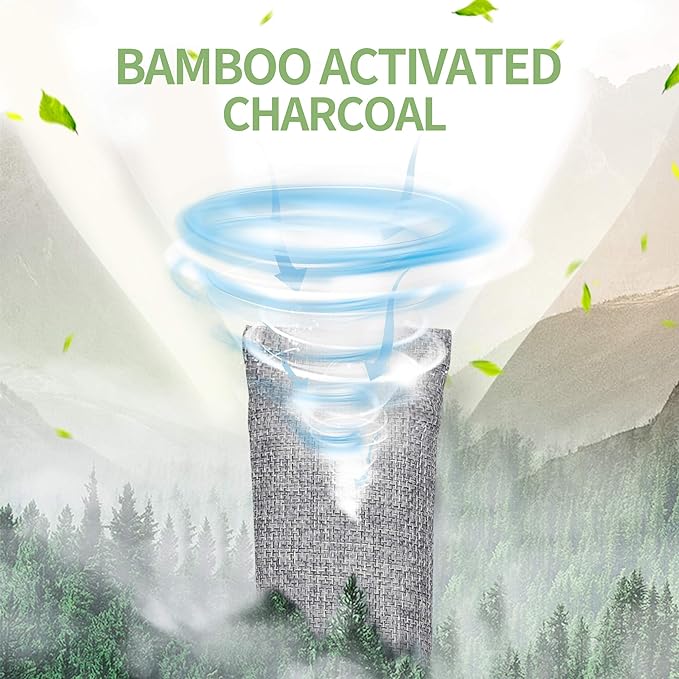 16 Pack Bamboo Charcoal Air Purifying Bag Activated Charcoal Bags Odor Absorber Moisture Absorber Natural Car Air Freshener Shoe Deodorizer Odor Eliminators For Home Pet Closet (16x50g)