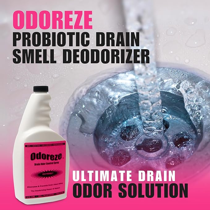 Natural Probiotic Drain Smell Deodorizer: 32 oz. Concentrate Makes 128 Gallons to Clean Drain Odor