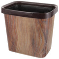 Wood Grain Trash Can 10L Plastic Wastebasket with Removable Press Ring for Kitchen Bathroom Office Home Use