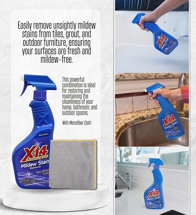 3x x14 Professional Instant Stain Remover Bundle with Microfiber Towel – No-Scrub Formula for Removing Stains on Hard Surfaces Tile Grout and Vinyl – Gift Set (4 Items)