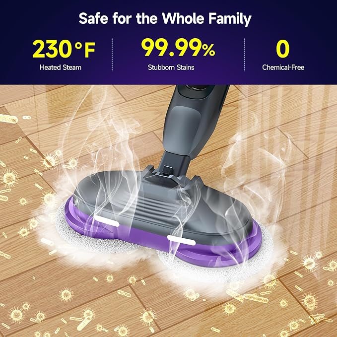 Scrubbing Steam Mop Steam Mops for Floor Cleaning with Rotating Pads 4 Cleaning Modes &amp LED Headlights Swivel SteeringSafe for all Sealed Hard Floors F2