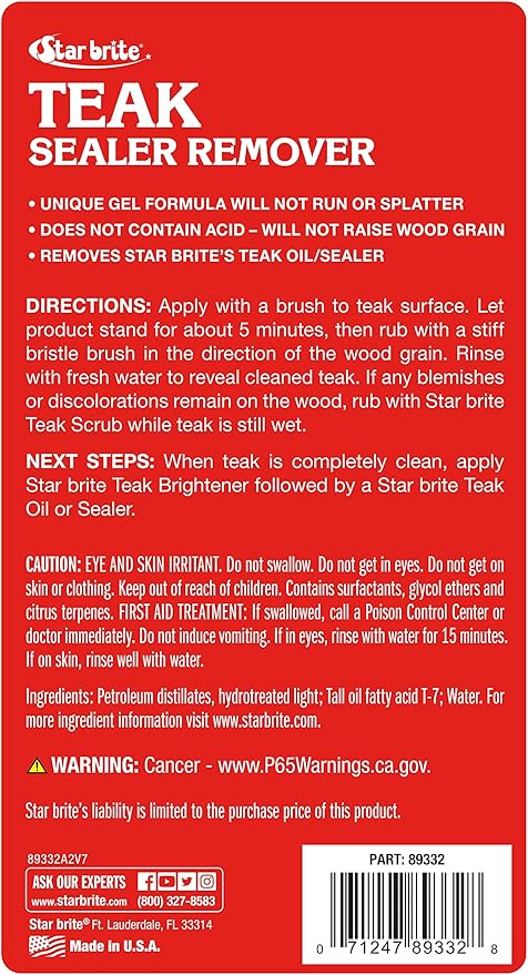 STAR BRITE Gel Teak Cleaner &amp Restorer – Citrus Scent Acid-Free Formula Designed for Use on Teak Surfaces