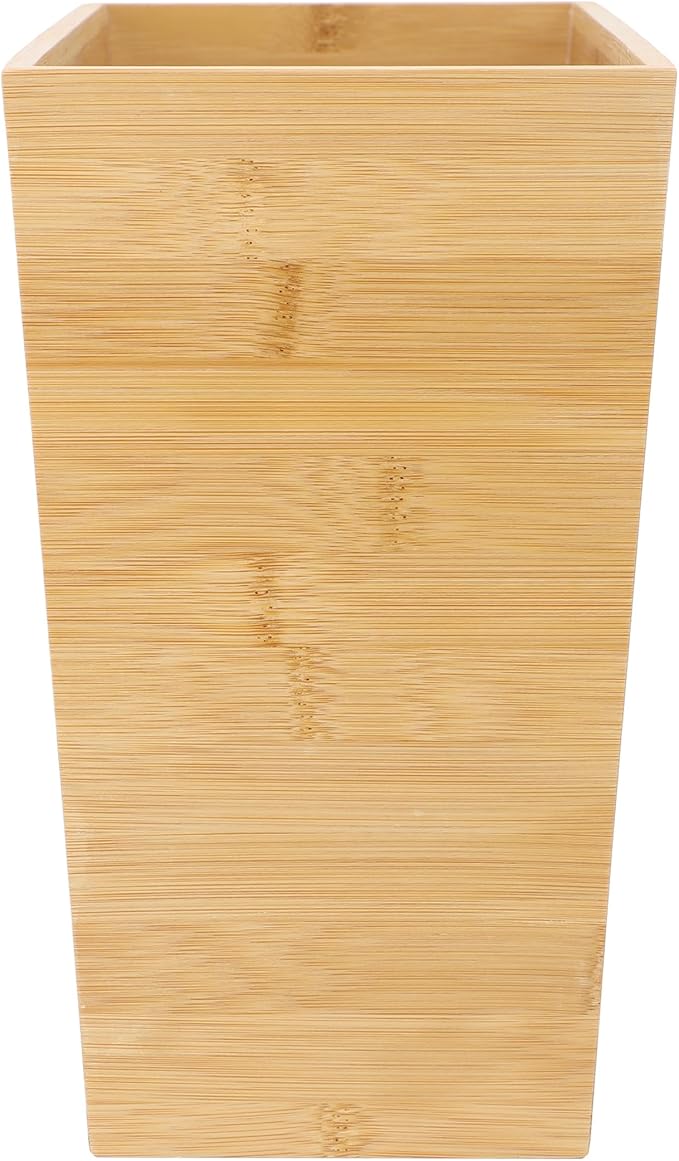 Elama 10.5 x 5.75 Inch Rectangle Bamboo Waste Basket Bathroom Trash Personal Trash Bin Small Waste Bin