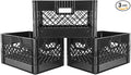 Hudson Exchange 19 x 13 x 11 (24 Quart 3 Pack) Mesh Commercial Grade Milk Crate Handled Storage Container Tote Black