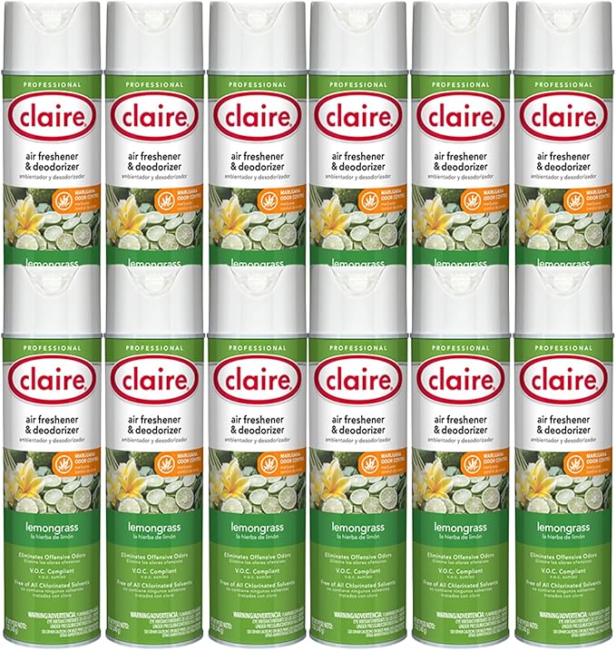 Claire CL1307 Lemongrass Air Freshener &amp Deodorizer (Case of 12)