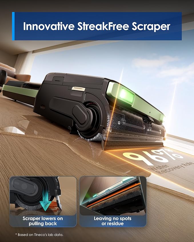 Tineco Floor ONE S7 Master Wet Dry Vacuum Cleaner 23kPa Suction Vacuum Mop with DustReveal Green Headlight 65 Min Runtime 185°F Flashdry 3.9inch Ultra-Slim Stretch Mop