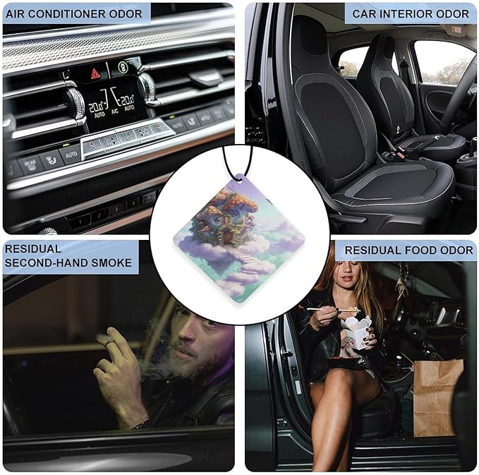 5PCS Car Air Freshener Hanging Personalized Double Sided Sky Shroom Hut Car Fresheners Long Lasting New Cars Scents Cute Automotive Freshies for Closets Drawers (tea)