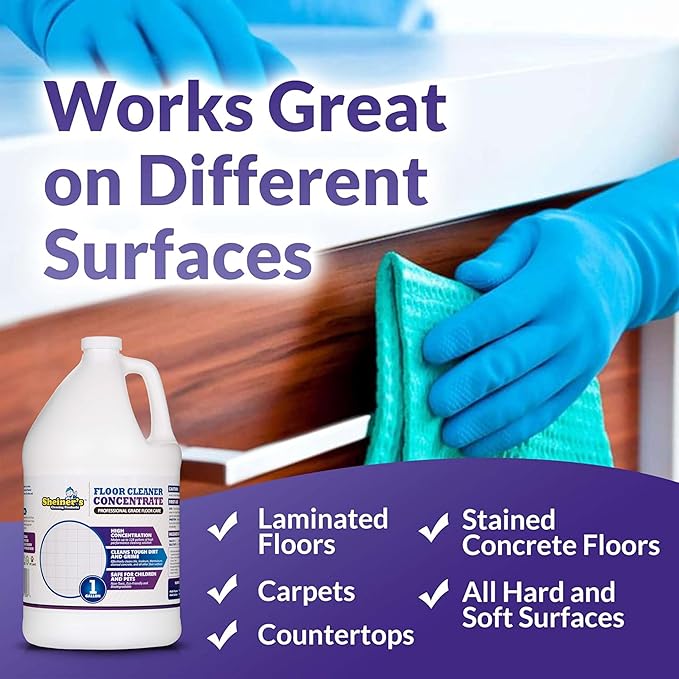 Sheiner's Multipurpose Cleaner Concentrate No-Rinse Floor Cleaner for Mopping &amp Floor Degreaser for Home Safe for Kids &amp Pets Non-Toxic Lavender Scent All Purpose Cleaner Supplies1-Gallon.