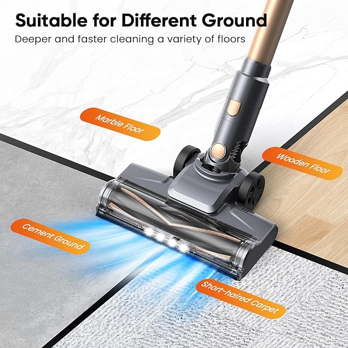 N12S Cordless Vacuum Cleaner 30KPa Powerful Vacuum with 60 Mins Runtime Self-Standing LED Display Rechargeable Lightweight Handheld Vacuum Cleaners