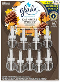 Glade PlugIns Scented Oil Refill Essential Oil Infused Wall Plug in 6.39 fl. oz 9 ct. (Cashmere Woods)