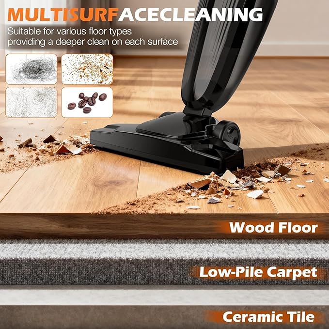 Zefiro 600W 28kpa Small Corded Stick Vacuum16Ft Corded Handheld Vacuum Cleaners for Home Hard Floor Carpet Pet HairDormRV