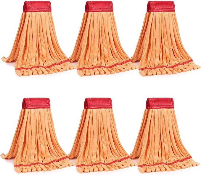 Matthew Cleaning Microfiber Tube Mop(MeduimOrange6Pack) Heavy Duty Mop Head ReplacementExcellent AbsorbencyPremium launderabilityReusableLoop end for HomeCommercial and Industrial Use