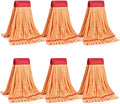 Matthew Cleaning Microfiber Tube Mop(MeduimOrange6Pack) Heavy Duty Mop Head ReplacementExcellent AbsorbencyPremium launderabilityReusableLoop end for HomeCommercial and Industrial Use