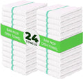 Towels N More 24 Pack 16x19 Bar Mop Towels High Absorbent Cotton Reusable Kitchen Towels - Quick Drying Towels for Chef Cook Home Restaurant Bar Glass Cleaning Towels (24 Green Stripe)