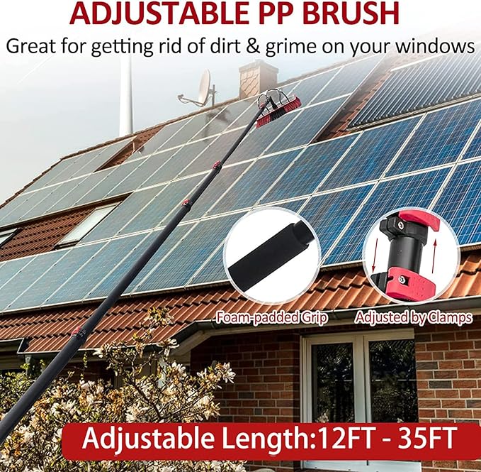 Water Fed Pole Kit Water Fed Telescopic Brush Outdoor Window Cleaner Extendable Cleaner Conservatory Roof Cleaning Photovoltaic and Solar Panels20FT/6M