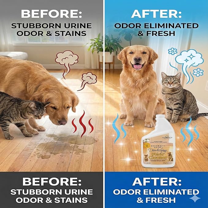Pet Floor Cleaner – Enzyme-Powered Degreaser for Urine Odor &amp Grime | Safe for Tile Vinyl Grout &amp Hardwood | Residue-Free &amp Pet Safe