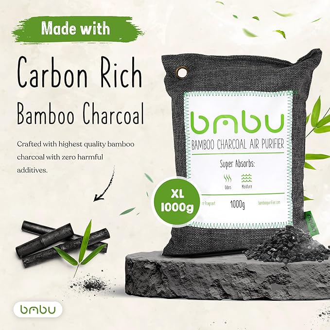 1000g Large Bamboo Charcoal Air Purifier Bag - Car Deodorizer Freshener - Remove Odor and Control Moisture in Your RV Camper SUV Truck Closet Mobile Home Storage - Non fragrant 1kg