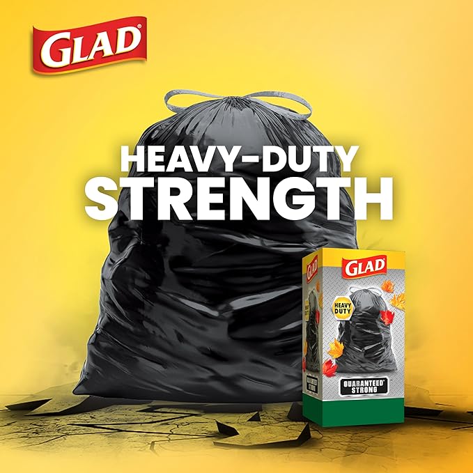 Glad Large 30 Gallon Trash Bags Unscented Heavy Duty Garbage Bags Forceflex with Drawstring 30 Count (Packaging May Vary)