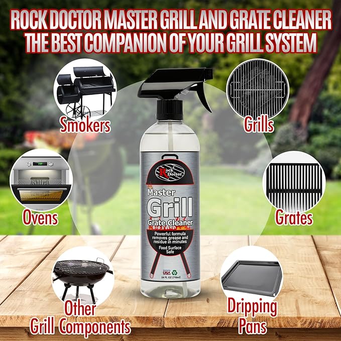 Rock Doctor Grill &amp Grate Cleaner 24oz. 2-Pk Food Surface Safe Powerful Foaming Action No Fumes Fast Acting Formula Removes Grease Grime