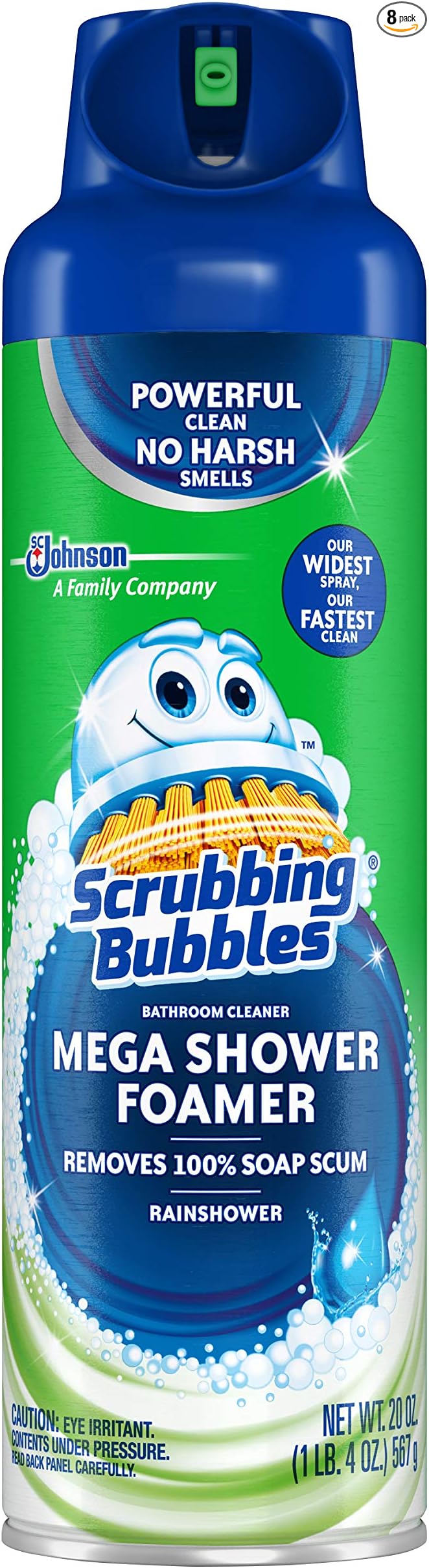 Scrubbing Bubbles Mega Shower Foamer and Disinfectant Aerosol Rainshower 20 oz(Pack of 8)