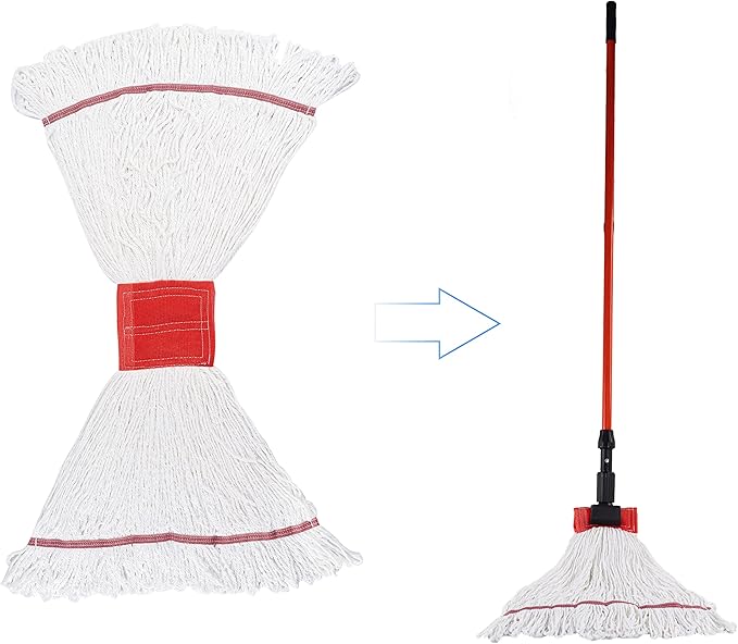 Matthew Cleaning Microfiber String Mop Heavy Duty Commercial Wet Mop Head ReplacementExcellent AbsorbencyPremium LaunderabilityReusable for HomeCommercial and Industrial Use(White12Pack)