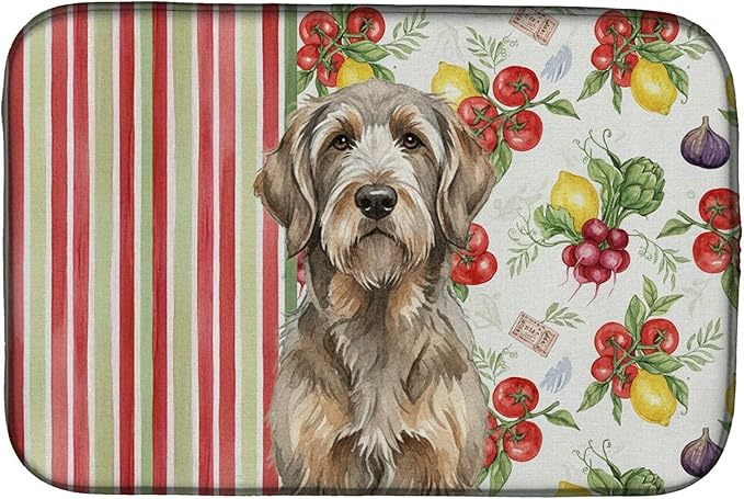 Caroline's Treasures Grizzle and Tan Otterhound Vegetables Dish Drying Mat Absorbent Dish Drying Mat Pad for Kitchen Counter Dish Drainer Mat for Countertop 14 x 21 Multicolor