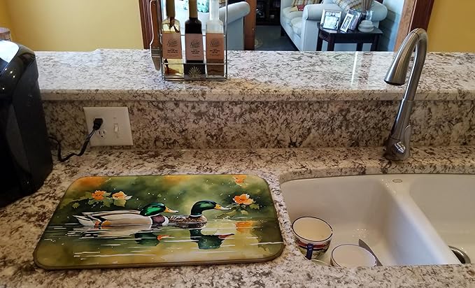 Caroline's Treasures DAC3237DDM Mallard Dish Drying Mat Absorbent Dish Drying Mat Pad for Kitchen Counter Dish Drainer Mat for Countertop 14 x 21 Multicolor