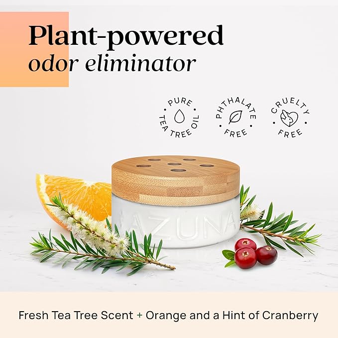 Azuna Air Freshener and Odor Eliminator for Strong Odor Gel 12oz Refill Pouch | Plant-Based &amp Long Lasting | Pet Smoke Home and Bathroom | Simply Citrus | Lasts 60–90 Days