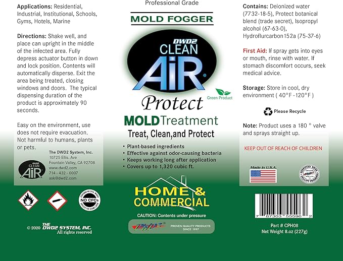 Protect™ Home &amp Commercial Mold-Treatment Plant-Based Mold-Odor Remover Fogger Treatment - eco-friendly solution for a safer and healthier living and working space (8 oz.)